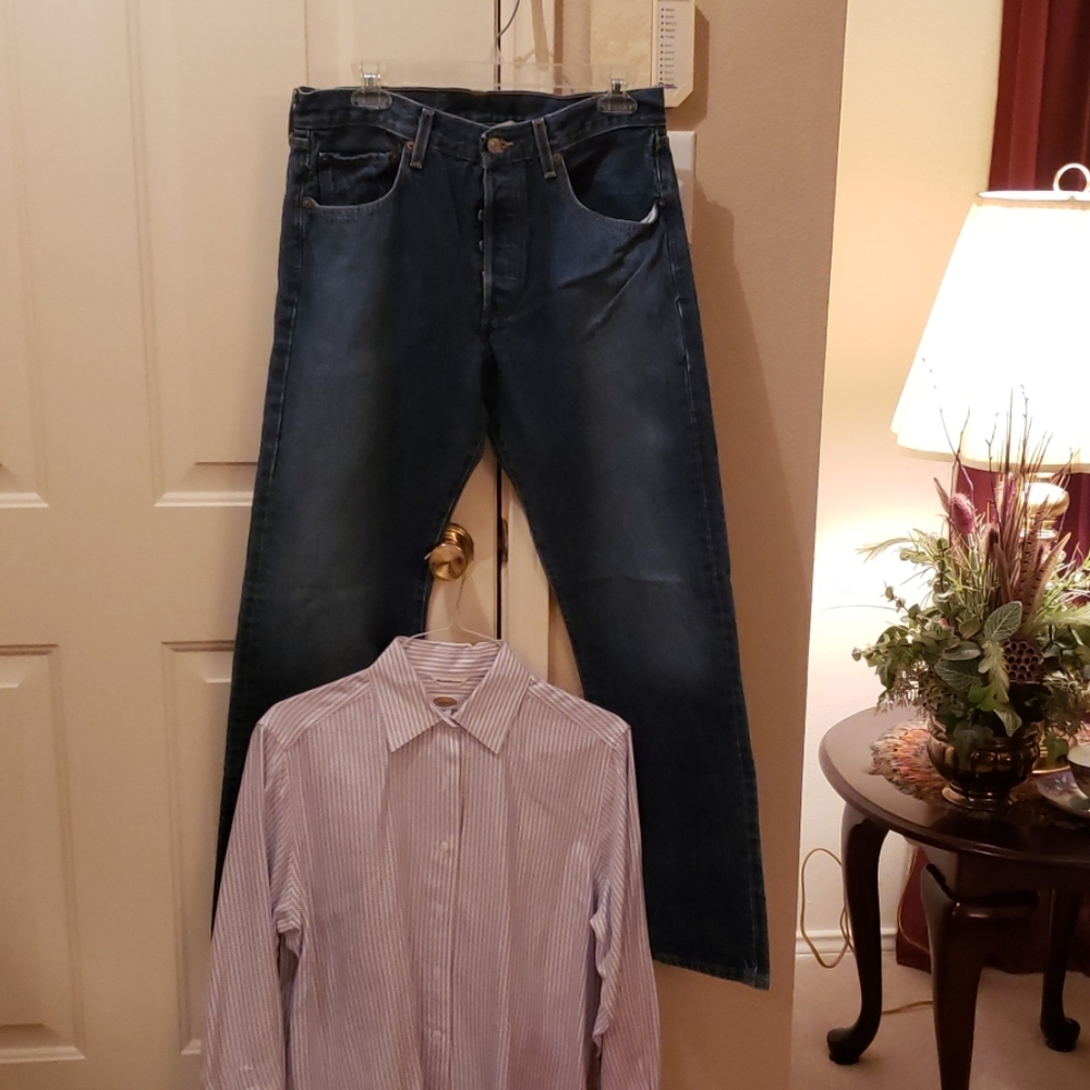 Mens Levi 501 Jeans Button Fly Waist 33